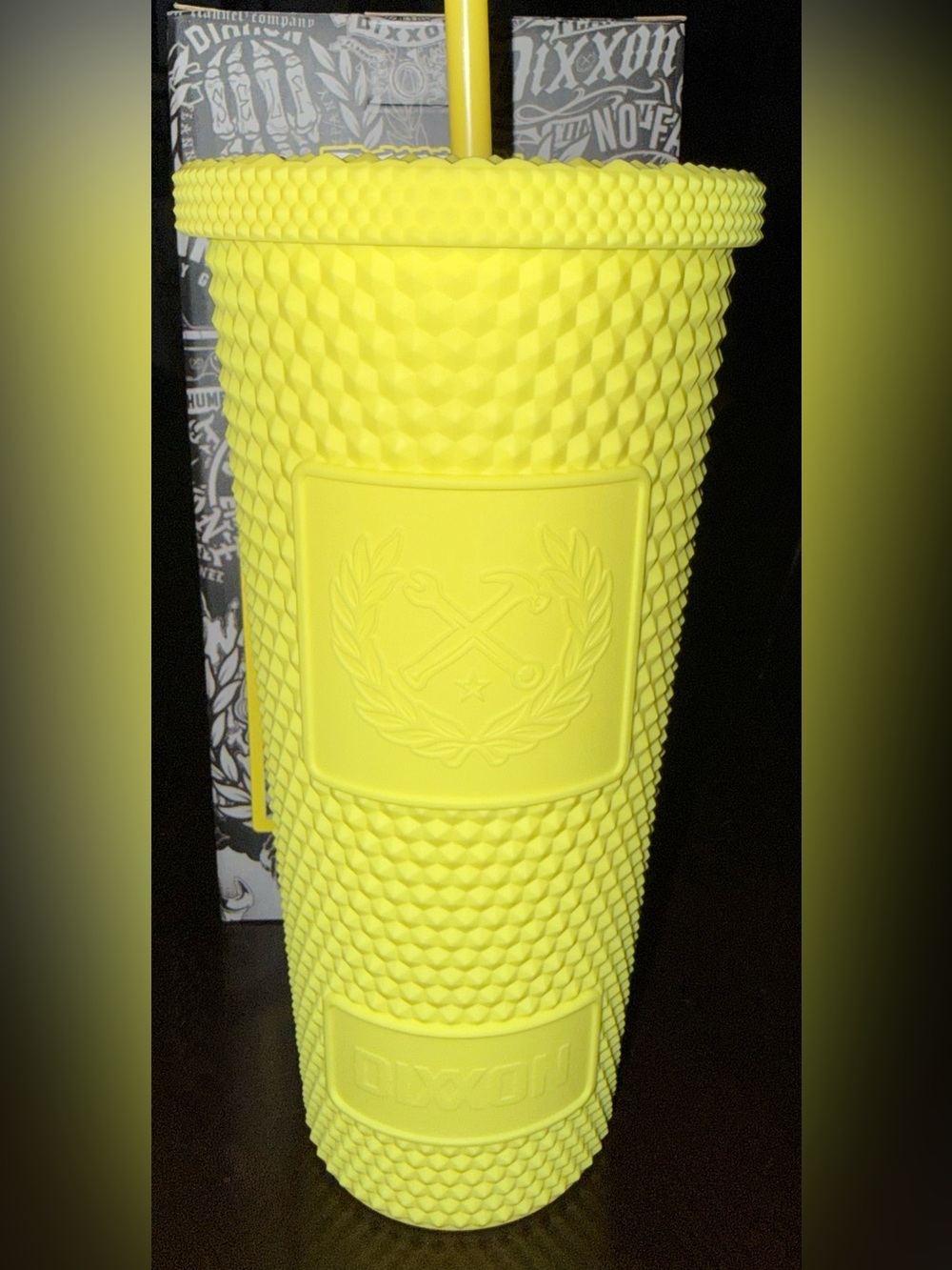 DIXXON Yellow Studded Tumbler 20 oz. Straw included.